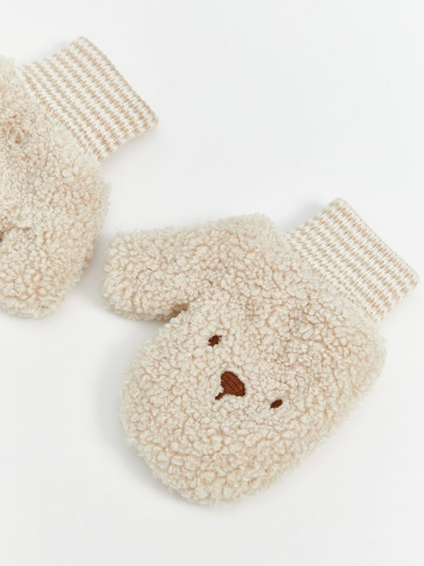 LCW Baby Beige Animal Embroidered Boy's Gloves
