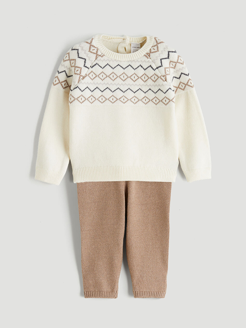 l_20252-w5g433z1-yg7_a.jpg LCW Baby Beige Crew Neck Sweater and Pants Set