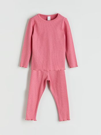LCW ECO Pink Round Neck Baby Girl Pajama Set