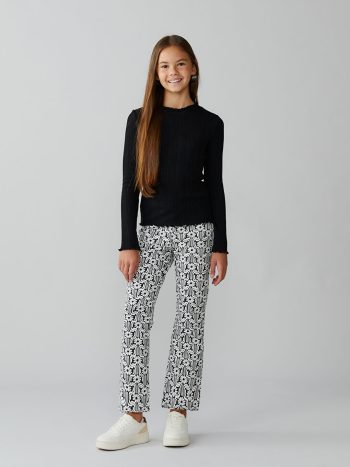 LCW Kids Black Floral Flared Leggings for Girls - Set of 2