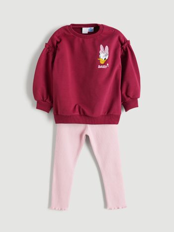 LCW Baby Purple Daisy Duck Printed Girls' Outfit