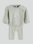 LCW Baby Green Printed Boys Sweatshirt and Pants Set