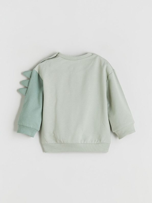LCW Baby Green Dinosaur Printed Boys Sweatshirt Set
