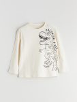 LCW Kids Beige Dinosaur Print Boys T-Shirt