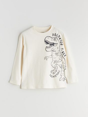 LCW Kids Beige Dinosaur Print Boys T-Shirt