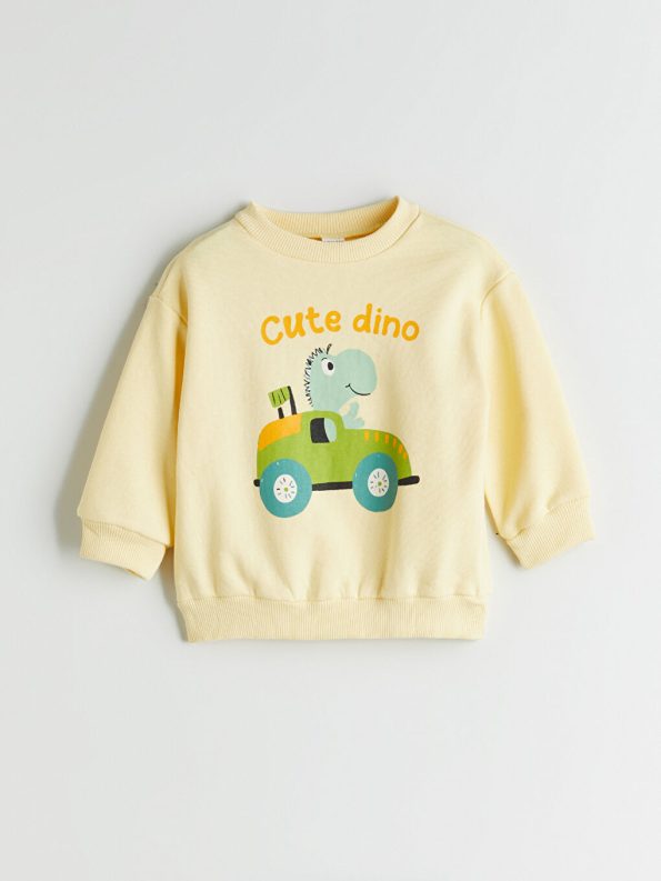 LCW ECO Yellow Crew Neck Printed Boys Sweatshirt