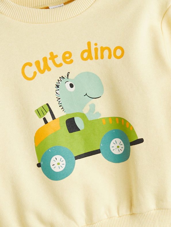 LCW ECO Yellow Crew Neck Printed Boys Sweatshirt