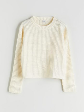 LCW Kids Cream Round Neck Girl's Sweater