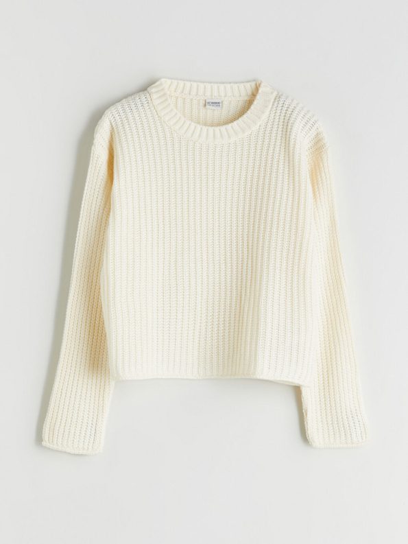 LCW Kids Cream Round Neck Girl's Sweater
