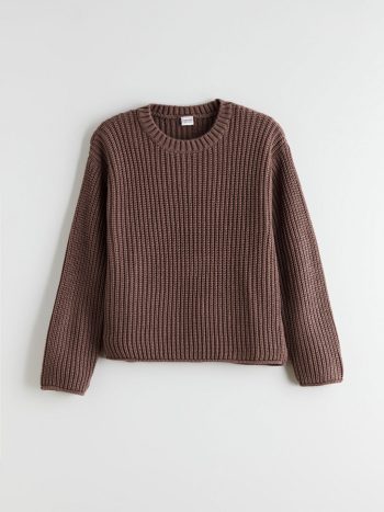 LCW Kids Brown Crew Neck Sweater for Girls
