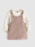 LCW Baby Brown Girl Baby T-Shirt and Velvet Dress