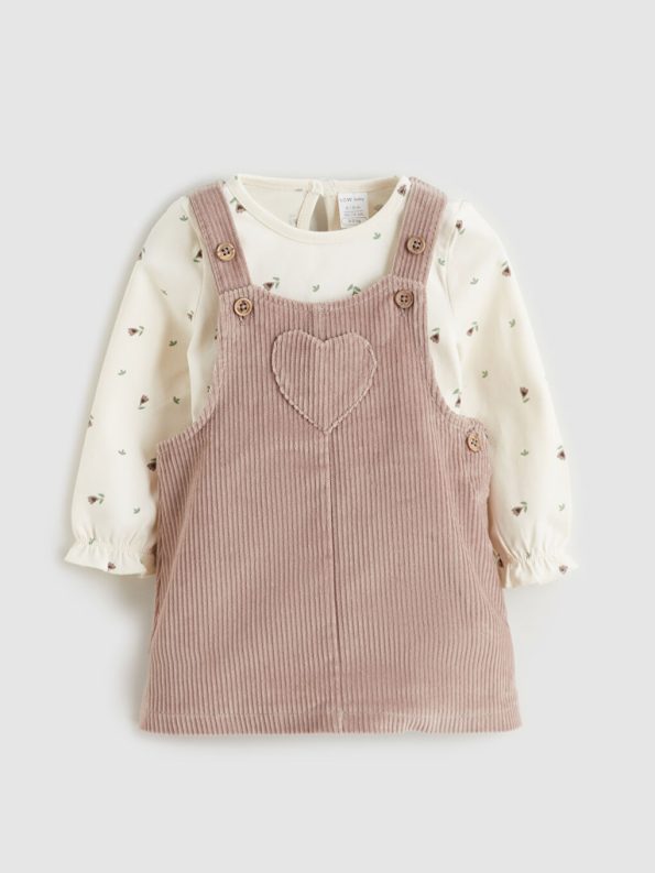 LCW Baby Brown Girl Baby T-Shirt and Velvet Dress