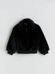 LCW Kids Black Faux Fur Coat for Girls