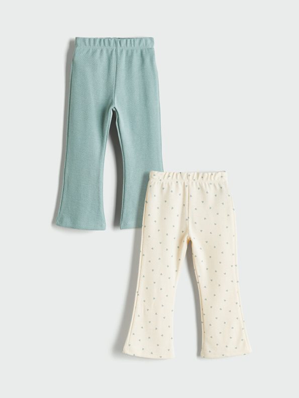 LCW Kids Beige Elastic Waist Printed Girls Leggings 2-Pack