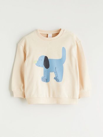 LCW Baby Beige Crew Neck Sweatshirt and Pants Set