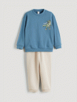 LCW Kids Blue Printed Boys Sweatshirt and Sweatpants