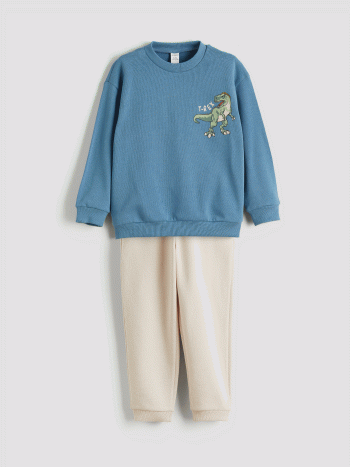 LCW Kids Blue Printed Boys Sweatshirt and Sweatpants