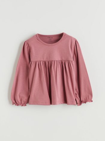 LCW Baby Pink Ruffled Girl's Blouse and Leggings Set