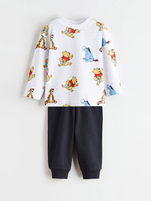 LCW Baby Cream Winnie The Pooh Printed Boys Sweatshirt and Joggers Set
