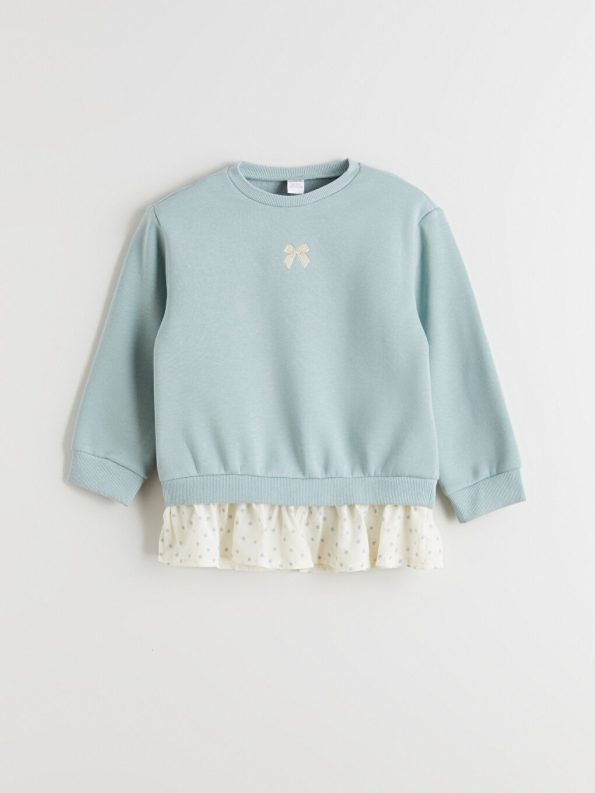 LCW Kids Blue Embroidered Thick Sweatshirt for Girls - Set of 2