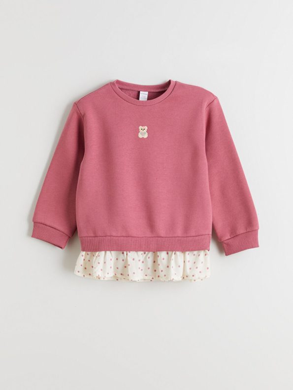 LCW Kids Blue Embroidered Thick Sweatshirt for Girls - Set of 2