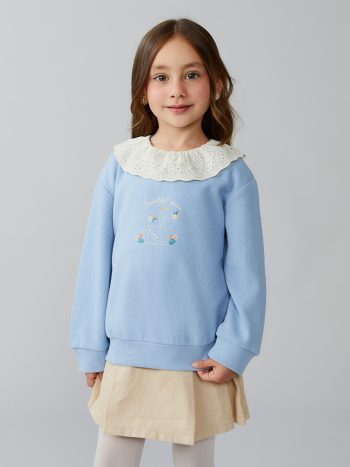 LCW Kids Blue Floral Print Girls Sweatshirt Set