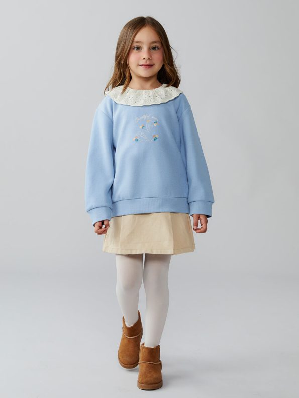 LCW Kids Blue Floral Print Girls Sweatshirt Set