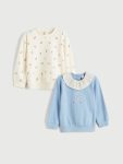 LCW Kids Blue Floral Print Girls Sweatshirt Set