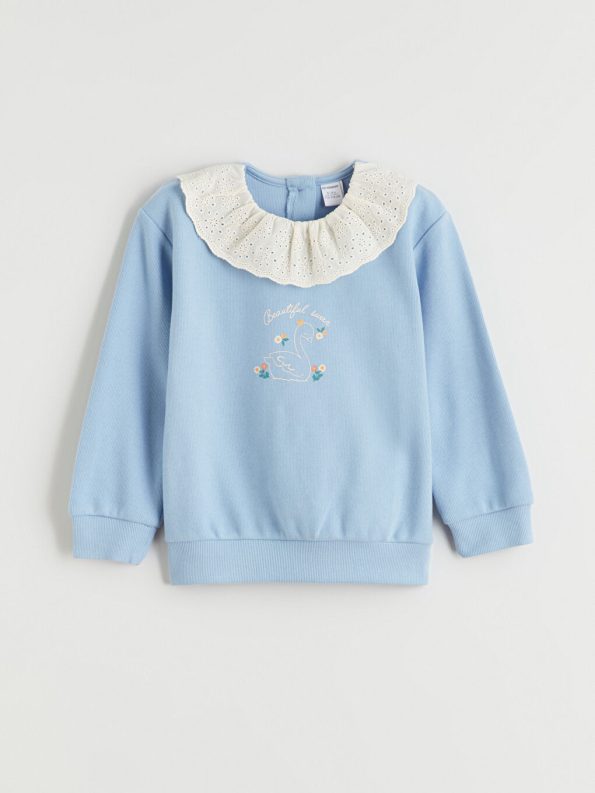LCW Kids Blue Floral Print Girls Sweatshirt Set