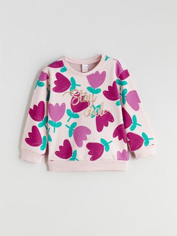 LCW Kids Pink Printed Girls Sweatshirt