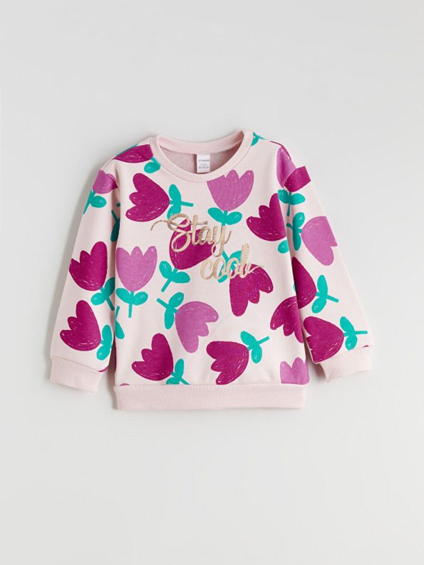 LCW Kids Pink Printed Girls Sweatshirt