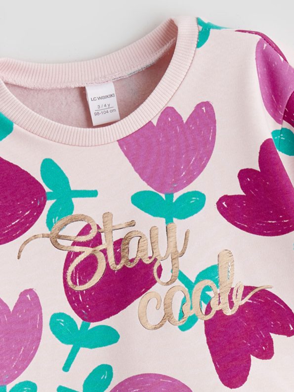 LCW Kids Pink Printed Girls Sweatshirt