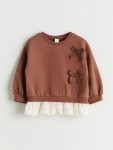 LCW Kids Brown Ruffled Bow Girl's Sweatshirt