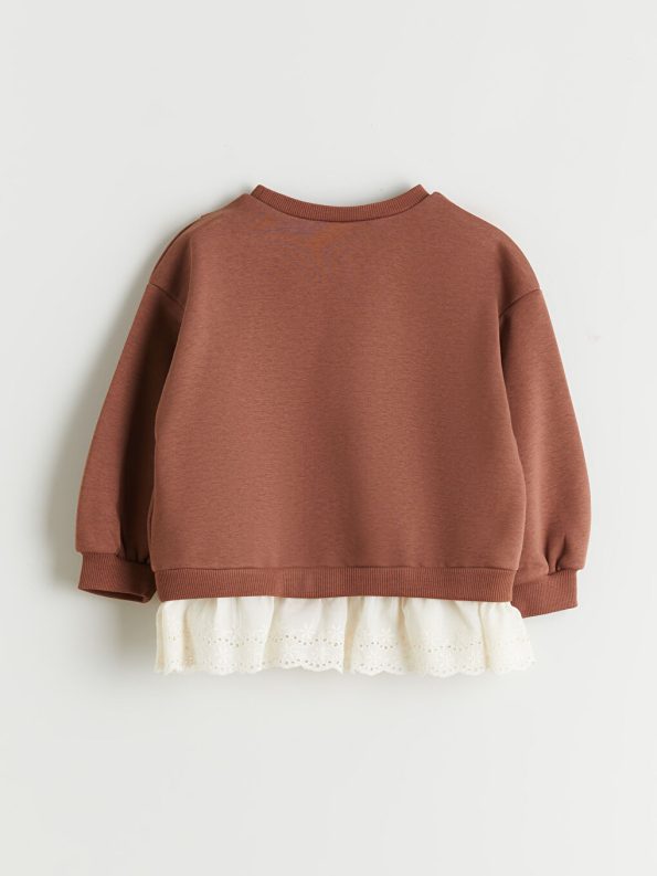 LCW Kids Brown Ruffled Bow Girl's Sweatshirt