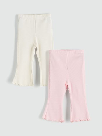 LCW Baby Pink Elastic Waist Girls Leggings 2-Pack