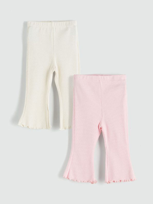 LCW Baby Pink Elastic Waist Girls Leggings 2-Pack