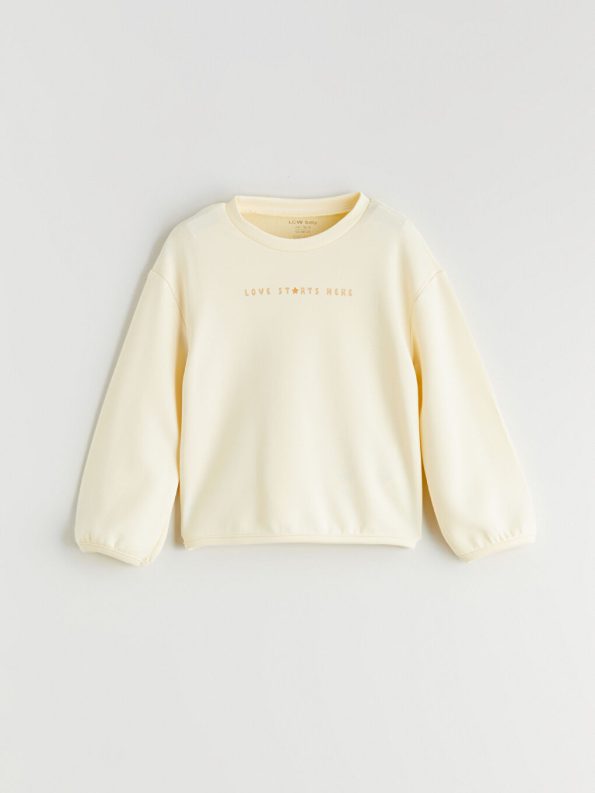 LCW Baby Beige Crew Neck Sweatshirt and Pants Set for Girls