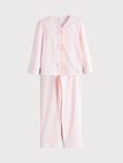 LCW Kids White V-Neck Bow Detail Girls Pajama Set