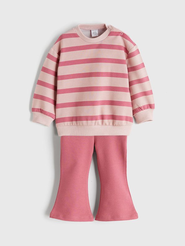 LCW Baby Pink Crew Neck Sweatshirt and Leggings Set