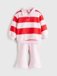 LCW Baby Pink Polo Collar Sweatshirt and Leggings Set
