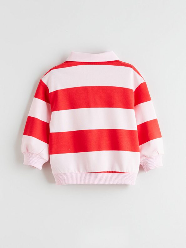 LCW Baby Pink Polo Collar Sweatshirt and Leggings Set