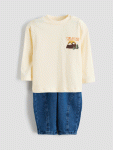 LCW Baby Beige Crew Neck Boys T-Shirt and Jeans
