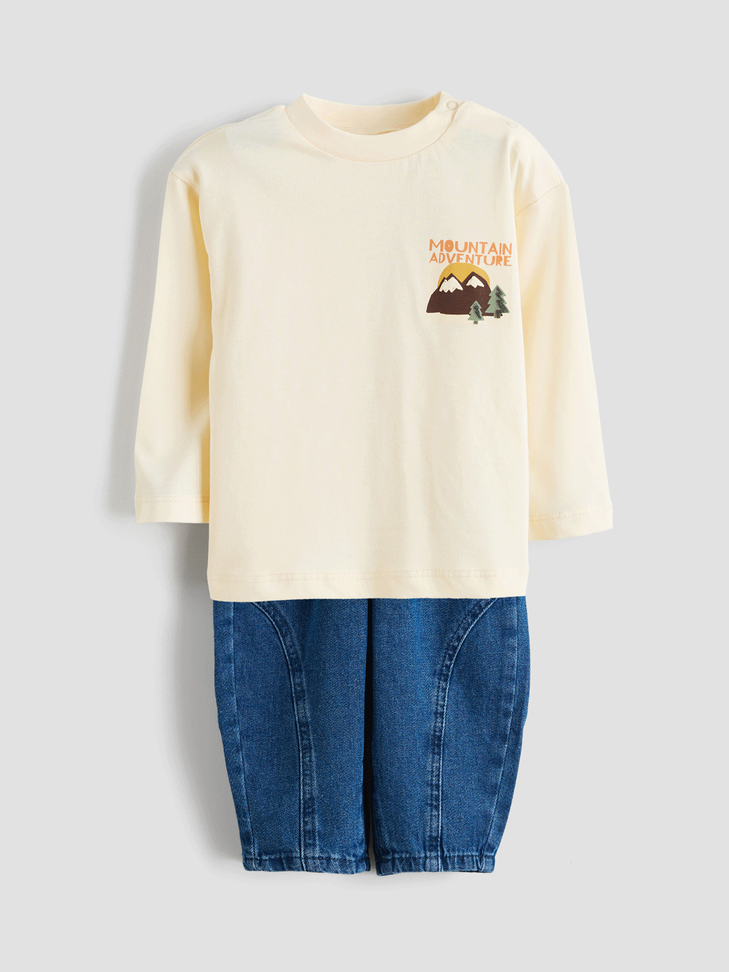 l_20252-w5lg39z1-fqq_a.gif LCW Baby Beige Crew Neck Boys T-Shirt and Jeans