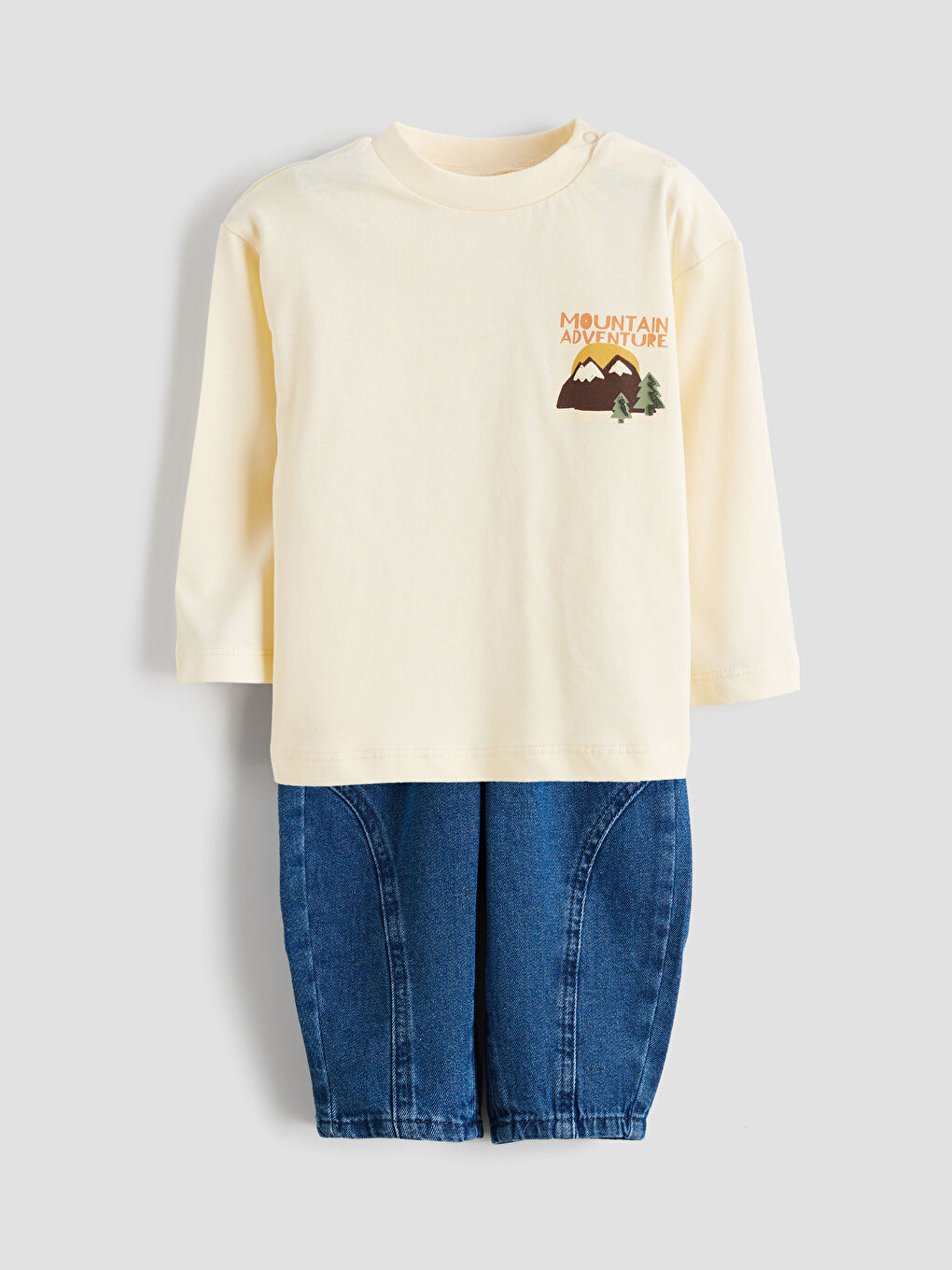 l_20252-w5lg39z1-fqq_a1.jpg LCW Baby Beige Crew Neck Boys T-Shirt and Jeans