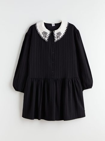 LCW Kids Black Peter Pan Collar Dress