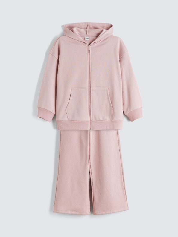 LCW Kids Pink Hooded Sweatshirt Set for Girls