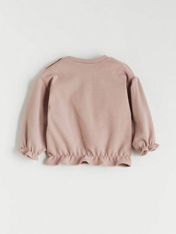 LCW Baby Brown Floral Print Ruffled Sweatshirt and Pants Set