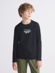 LCW Kids Black Crew Neck Long Sleeve T-Shirt for Boys