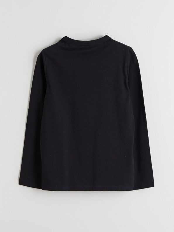 LCW Kids Black Crew Neck Long Sleeve T-Shirt for Boys
