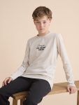 LCW Kids Beige Crew Neck Long Sleeve Boys T-Shirt